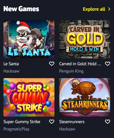 Mobile Dark interface, popular games and bonuses on the go